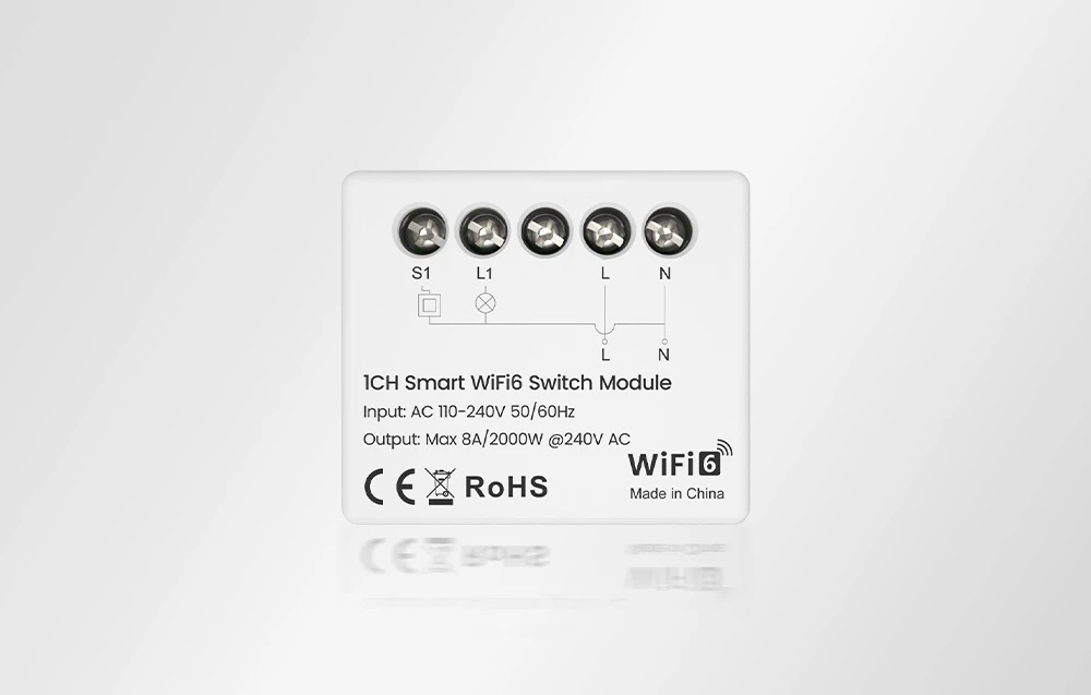 Avatto Išmani relė Wi-Fi 6, 230Vac, 8A, MINI, su energijos matavimu, TUYA / Smart Life aprašymas - Prekės nuotrauka