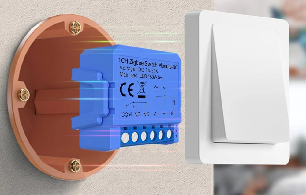 1 kanalo „ZigBee“ jungiklio modulis su bevoltiniu kontaktu „Avatto ZWSM16-DC32V-1“ aprašymas - Prekės nuotrauka