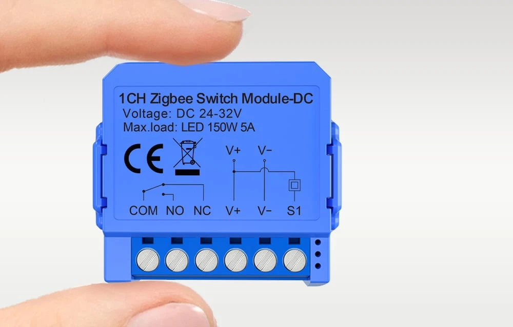 1 kanalo „ZigBee“ jungiklio modulis su bevoltiniu kontaktu „Avatto ZWSM16-DC32V-1“ aprašymas - Prekės nuotrauka