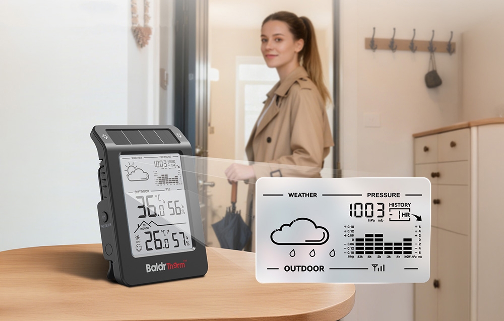 Rainpoint BALDRTHERM B0596WT2H2P-V1 Solar-Powered Orų stotelė (Juodas) aprašymas - Prekės nuotrauka