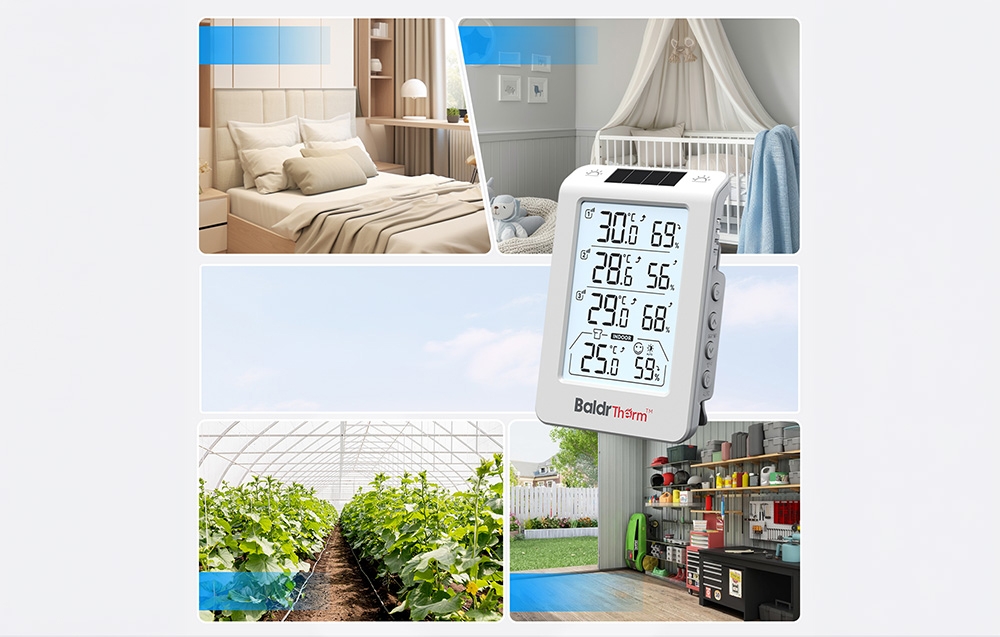 Rainpoint BALDRTHERM B0598 3-Channel Thermohygrometer with Automatic Backlight aprašymas - Prekės nuotrauka