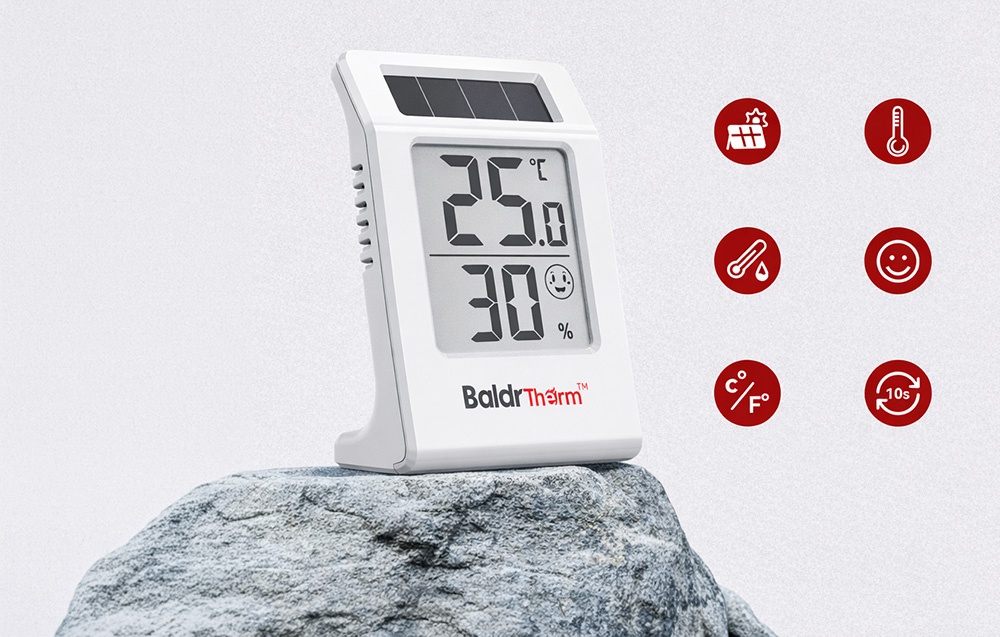 Rainpoint BALDRTHERM E0587TH Solar-Powered Thermohygrometer aprašymas - Prekės nuotrauka