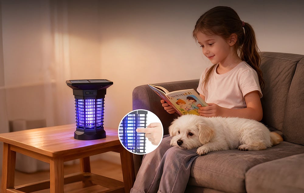 Vabzdžių naikinimo lempa - RainPoint BALDRTHERM BZ501FRF saulės energija veikianti vabzdžių naikinimo lempa, 3 000 V, 8 000 mAh, 12 val., USB-C, IPX4 aprašymas - Prekės nuotrauka