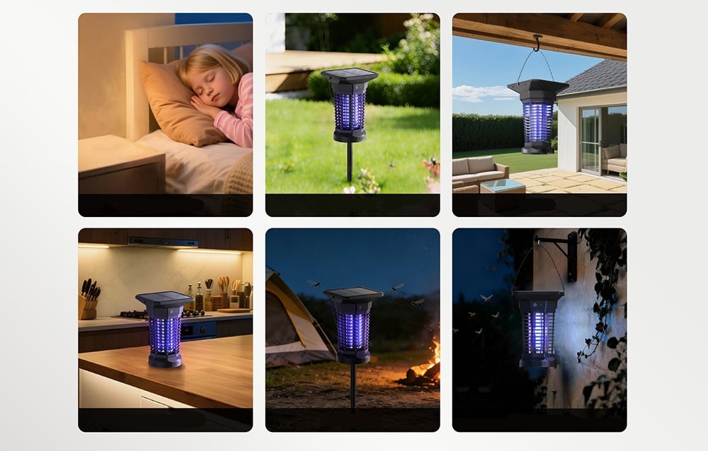 Vabzdžių naikinimo lempa - RainPoint BALDRTHERM BZ501FRF saulės energija veikianti vabzdžių naikinimo lempa, 3 000 V, 8 000 mAh, 12 val., USB-C, IPX4 aprašymas - Prekės nuotrauka