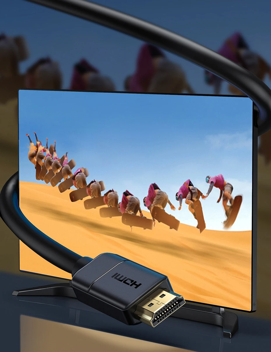 Baseus 2x HDMI 2.0 4K 60Hz kabelis 3D HDR 18Gbps 3m - Juodas aprašymas - Prekės nuotrauka