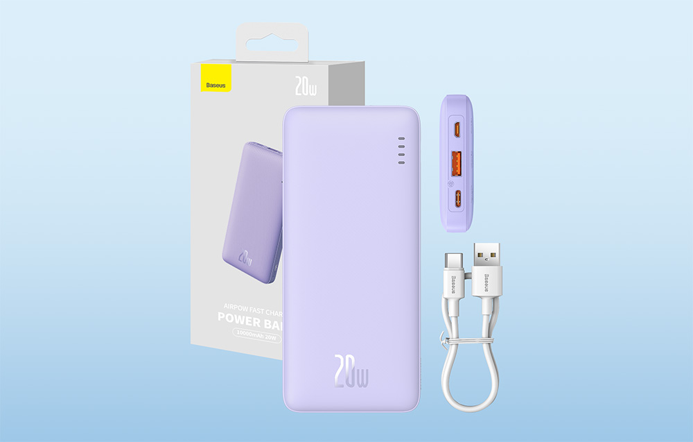 Baseus Airpow 10000mAh 20W Powerbank (violetinė) aprašymas - Prekės nuotrauka