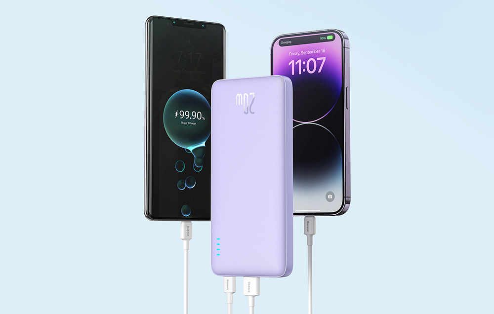 Baseus Airpow 10000mAh 20W Powerbank (violetinė) aprašymas - Prekės nuotrauka