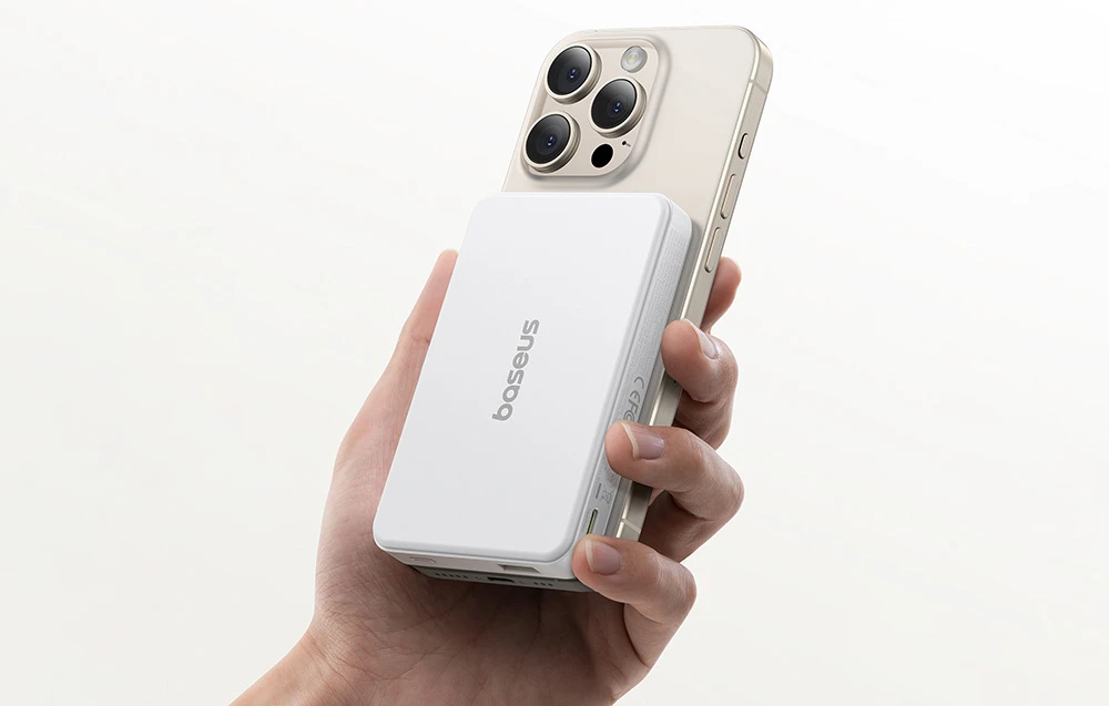 Baseus Airpow II Qi2 USB USB-C 22.5W 10000mAh balta aprašymas - Prekės nuotrauka