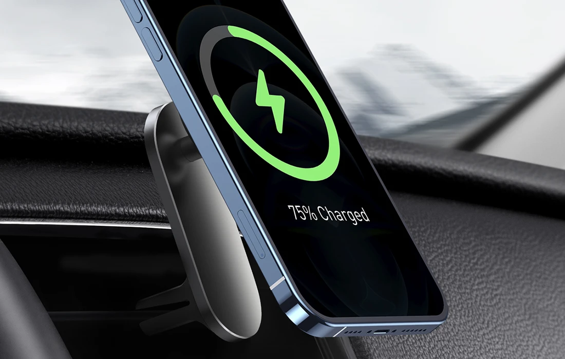 Baseus Automobilinis magnetinis laikiklis iPhone telefonams su belaidžiu įkrovimu 15W aprašymas - Prekės nuotrauka