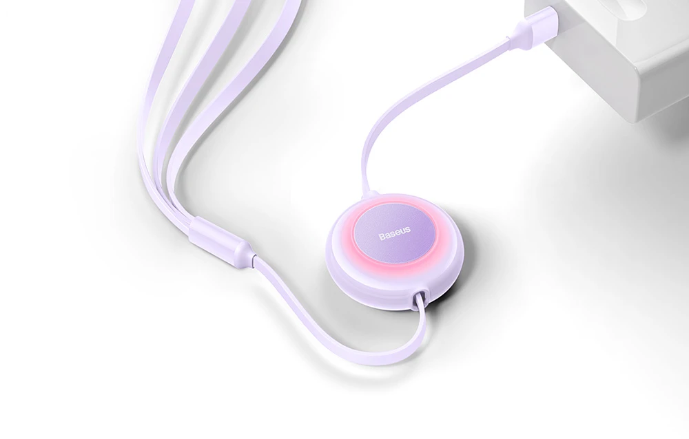 Baseus Bright Mirror 2 3-in-1 USB kabelis skirtas micro USB - USB-C - Lightning 3.5A 1.1m – Violetinė aprašymas - Prekės nuotrauka
