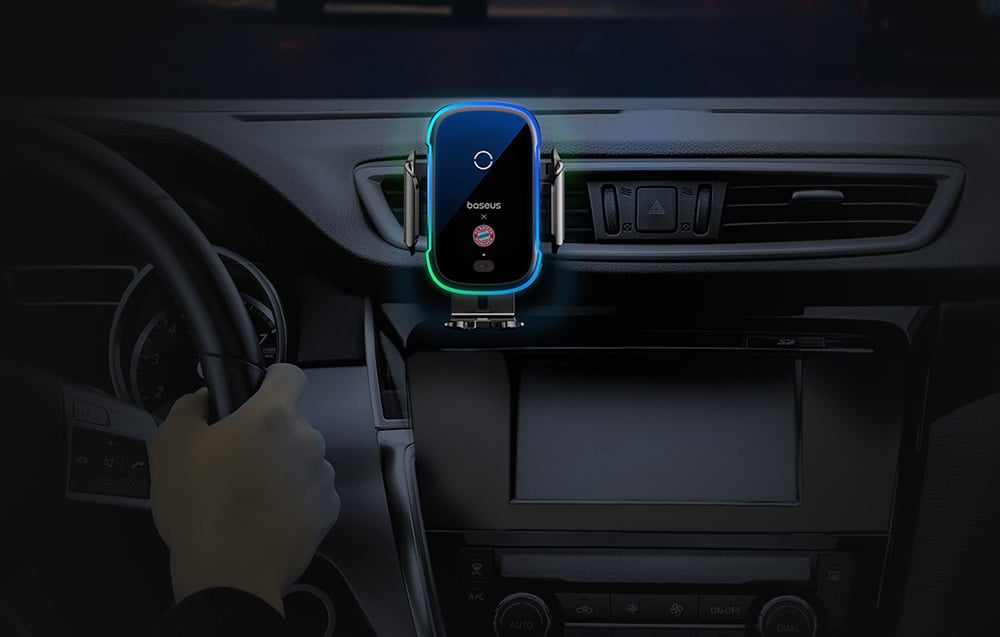 „Baseus“ automobilinis laikiklis su 15 W įkrovikliu, juodas