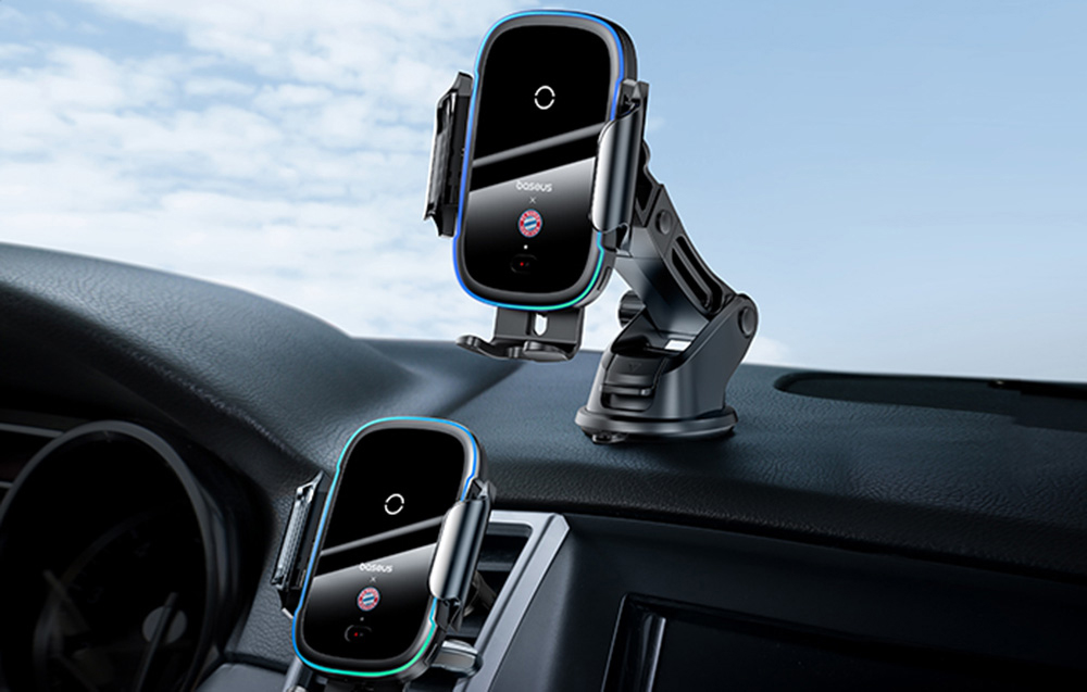 „Baseus“ automobilinis laikiklis su 15 W įkrovikliu, juodas