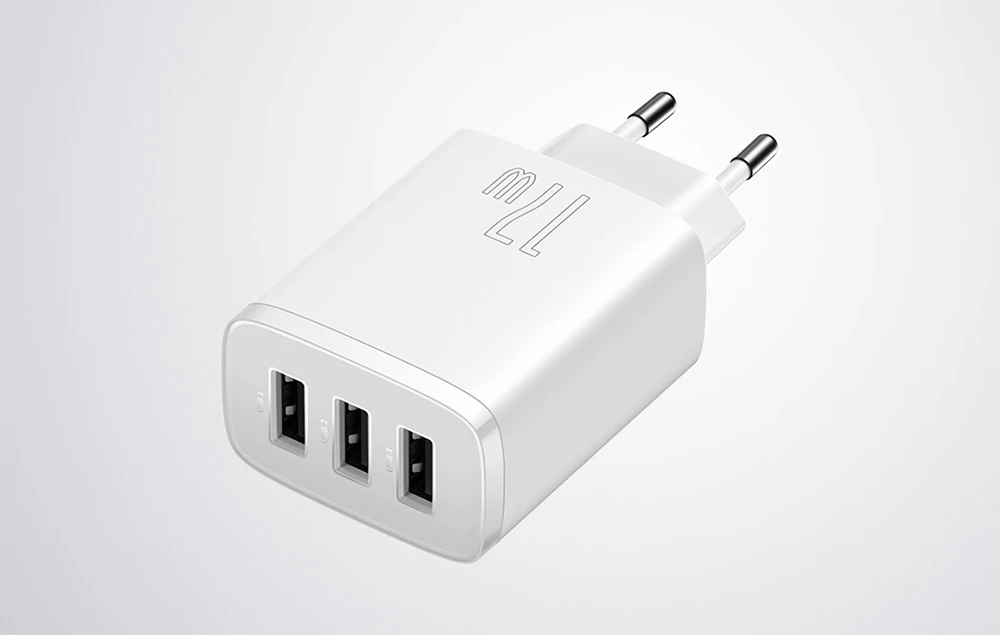 Baseus kompaktiškas greitas įkroviklis, 3x USB, 17W - baltas aprašymas - Prekės nuotrauka Baseus kompaktiškas greitas įkroviklis, 3x USB, 17W - baltas aprašymas - Prekės nuotrauka