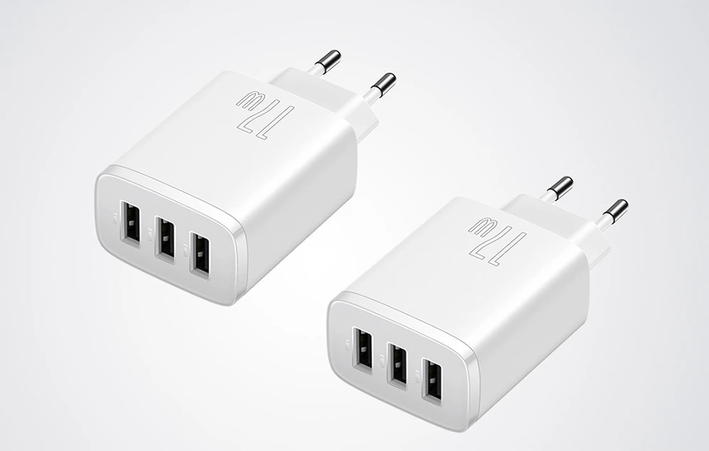 Baseus kompaktiškas greitas įkroviklis, 3x USB, 17W - baltas aprašymas - Prekės nuotrauka Baseus kompaktiškas greitas įkroviklis, 3x USB, 17W - baltas aprašymas - Prekės nuotrauka