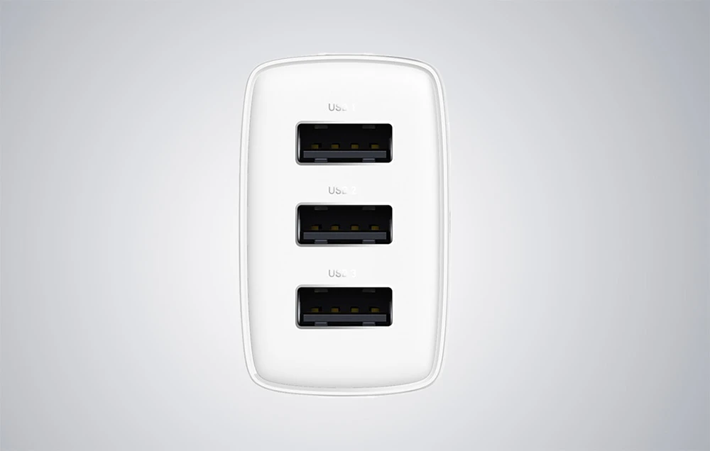 Baseus kompaktiškas greitas įkroviklis, 3x USB, 17W - baltas aprašymas - Prekės nuotrauka Baseus kompaktiškas greitas įkroviklis, 3x USB, 17W - baltas aprašymas - Prekės nuotrauka