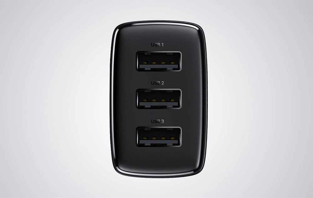 Baseus Sieninis įkroviklis 17W 3xUSB 3.4A, juodas aprašymas - Prekės nuotrauka