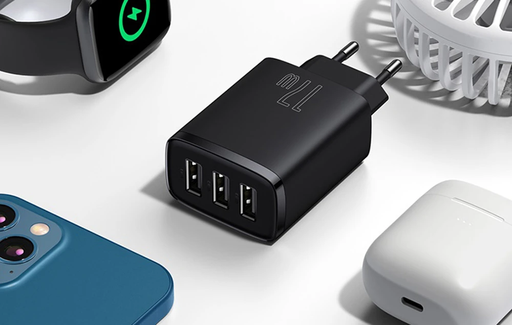 Baseus Sieninis įkroviklis 17W 3xUSB 3.4A, juodas aprašymas - Prekės nuotrauka