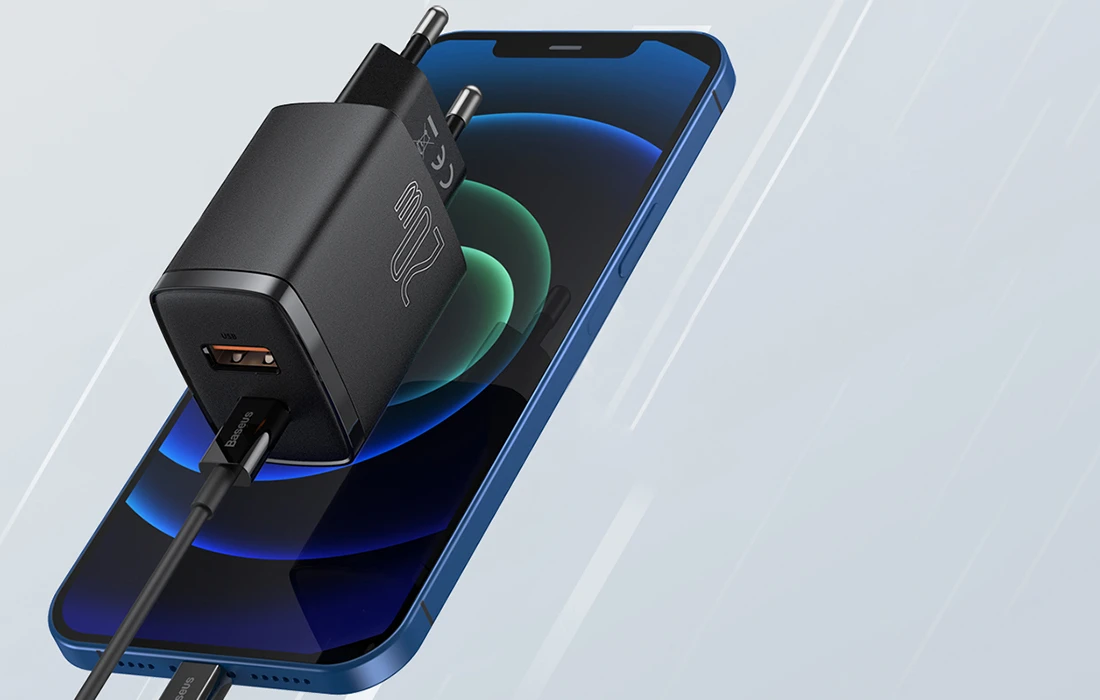 Įkroviklis Baseus Compact Quick Charger 20W USB-C/USB-A baltas CCXJ-B02 aprašymas - Prekės nuotrauka Įkroviklis Baseus Compact Quick Charger 20W USB-C/USB-A baltas CCXJ-B02 aprašymas - Prekės nuotrauka