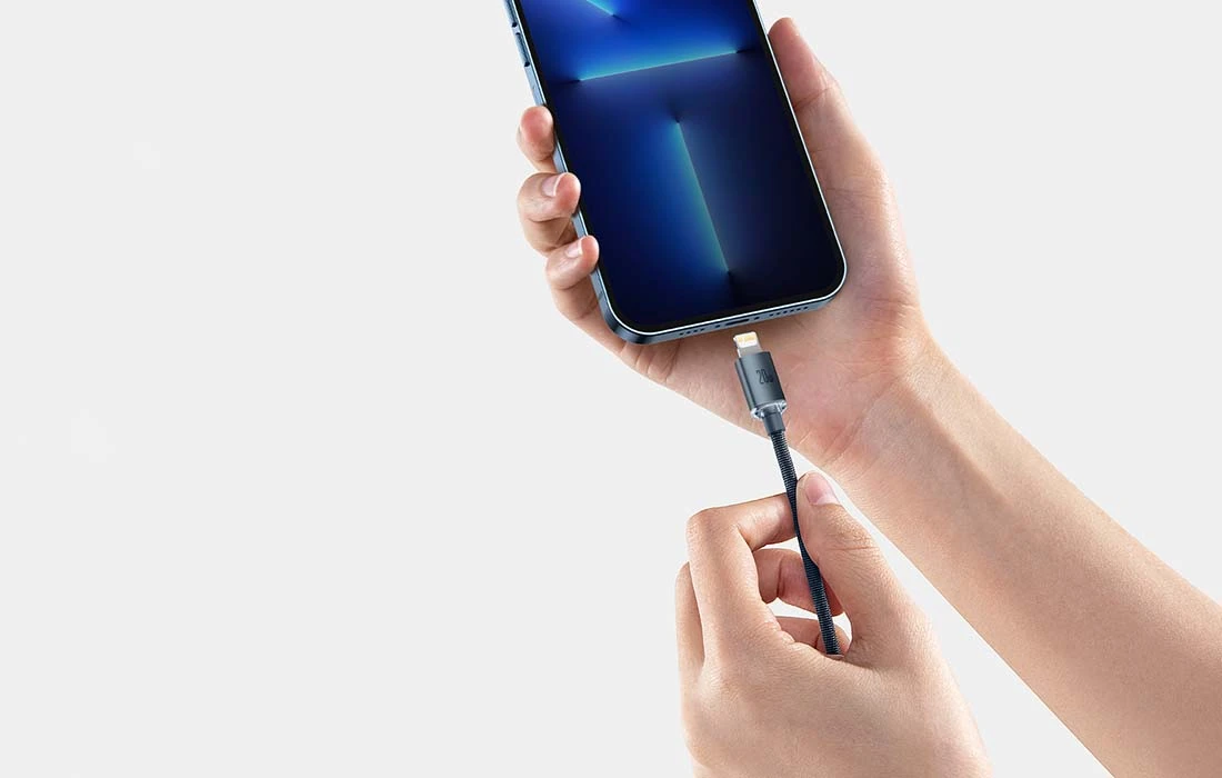 Baseus Crystal kabelis USB-C - Lightning 20W PD 1.2m - Juodas aprašymas - Prekės nuotrauka Baseus Crystal kabelis USB-C - Lightning 20W PD 1.2m - Juodas aprašymas - Prekės nuotrauka