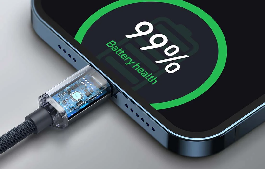 Baseus Crystal kabelis USB-C - Lightning 20W PD 1.2m - Juodas aprašymas - Prekės nuotrauka Baseus Crystal kabelis USB-C - Lightning 20W PD 1.2m - Juodas aprašymas - Prekės nuotrauka