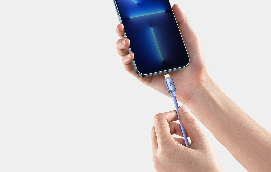 Baseus Crystal kabelis USB-C - Lightning 20W PD 2m - Violetinis aprašymas - Prekės nuotrauka