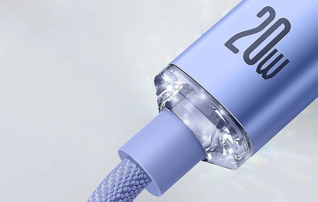 Baseus Crystal kabelis USB-C - Lightning 20W PD 2m - Violetinis aprašymas - Prekės nuotrauka