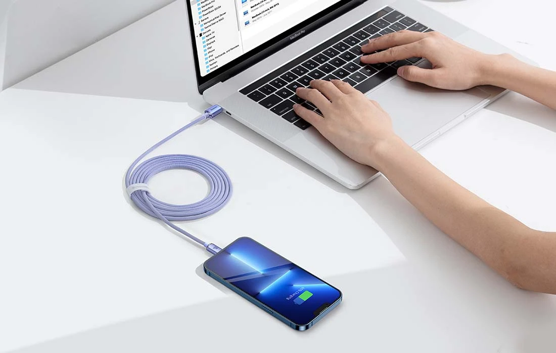 Baseus Crystal kabelis USB-C - Lightning 20W PD 2m - Violetinis aprašymas - Prekės nuotrauka