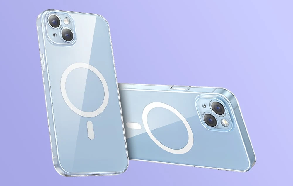 Baseus Crystal serijos magnetinis dėklas, skirtas iPhone 14 Plus + grūdintas stiklas aprašymas - Prekės nuotrauka
