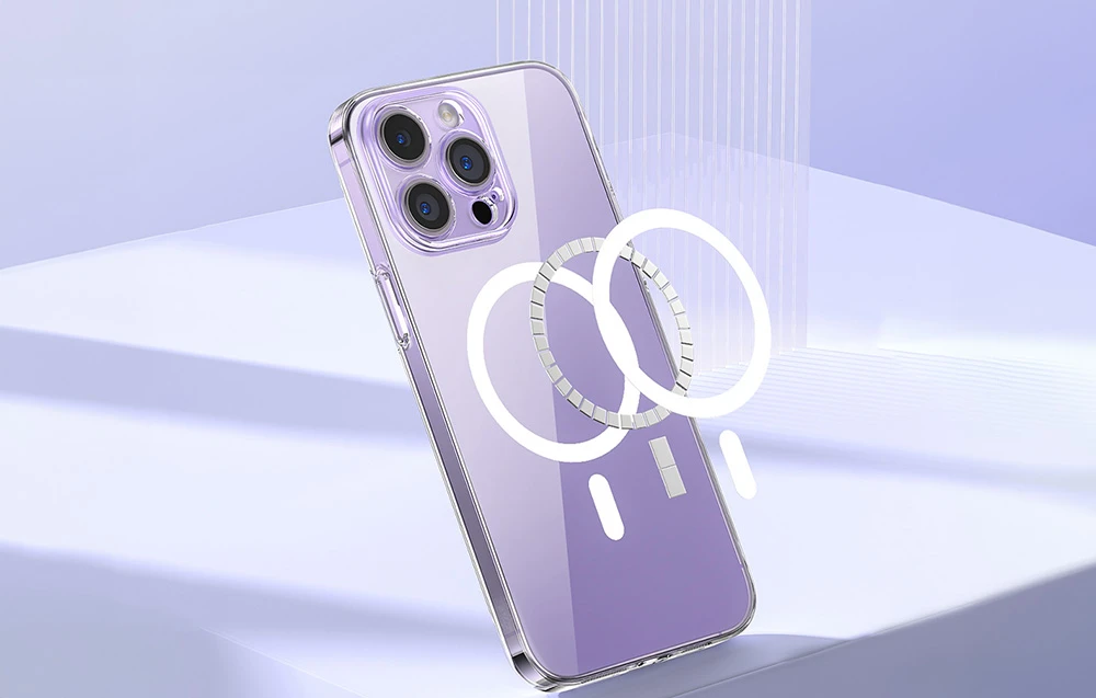 Baseus Crystal serijos magnetinis dėklas, skirtas iPhone 14 Plus + grūdintas stiklas aprašymas - Prekės nuotrauka