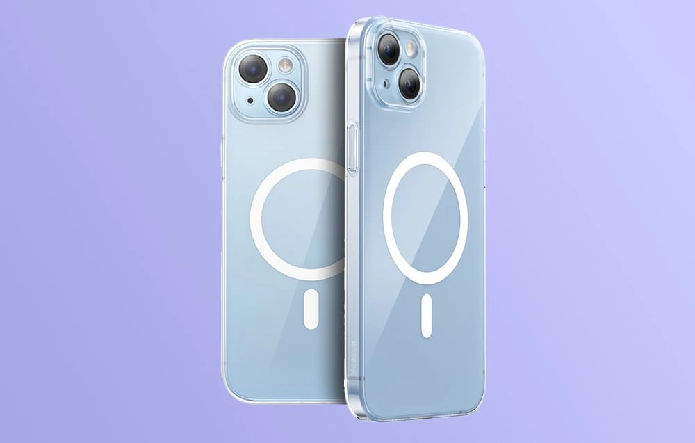 Baseus Crystal serijos magnetinis dėklas, skirtas iPhone 14 Plus + grūdintas stiklas aprašymas - Prekės nuotrauka