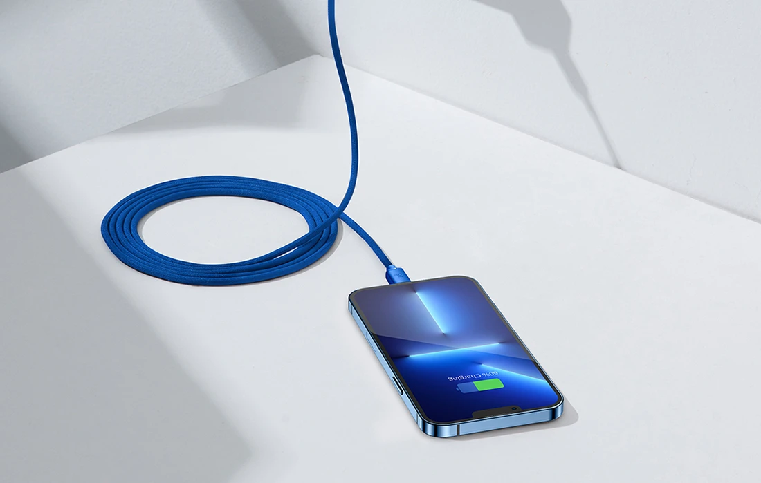 Baseus Crystal Shine kabelis USB-C į Lightning, 20W, PD, 2m mėlynos spalvos aprašymas - Prekės nuotrauka Baseus Crystal Shine kabelis USB-C į Lightning, 20W, PD, 2m mėlynos spalvos aprašymas - Prekės nuotrauka