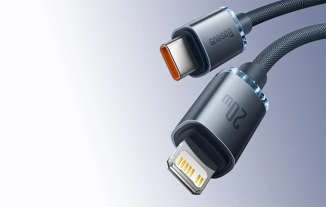 Baseus Crystal Shine USB-C į Lightning jungties laidas, 20W, PD, 2m juodos spalvos aprašymas - Prekės nuotrauka Baseus Crystal Shine USB-C į Lightning jungties laidas, 20W, PD, 2m juodos spalvos aprašymas - Prekės nuotrauka