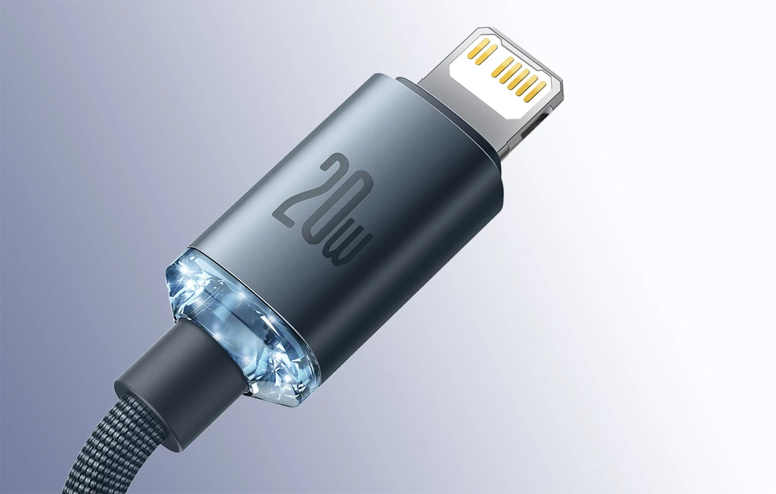 Baseus Crystal Shine USB-C į Lightning jungties laidas, 20W, PD, 2m juodos spalvos aprašymas - Prekės nuotrauka Baseus Crystal Shine USB-C į Lightning jungties laidas, 20W, PD, 2m juodos spalvos aprašymas - Prekės nuotrauka