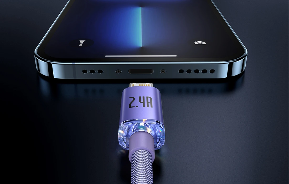 Baseus Crystal Shine USB-C – Lightning laidas 20W PD 1.2m – Violetinis aprašymas - Prekės nuotrauka Baseus Crystal Shine USB-C – Lightning laidas 20W PD 1.2m – Violetinis aprašymas - Prekės nuotrauka