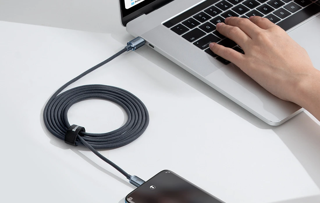 Baseus Crystal USB-C - USB-C laidas 100W 1.2m - Juodas aprašymas - Prekės nuotrauka