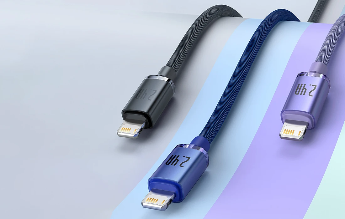 Baseus Crystal Shine kabelis USB - Lightning 2.4A 2m - Violetinis aprašymas - Prekės nuotrauka