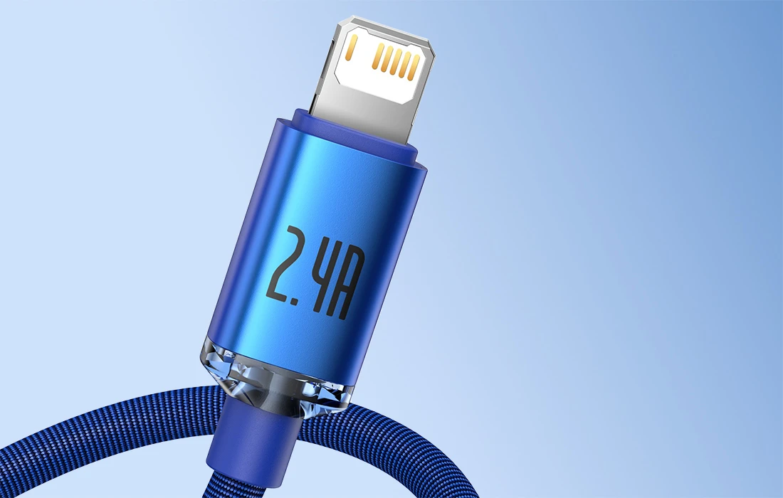 Baseus Crystal Shine USB - Lightning kabelis 2.4A 2m - Mėlynas aprašymas - Prekės nuotrauka