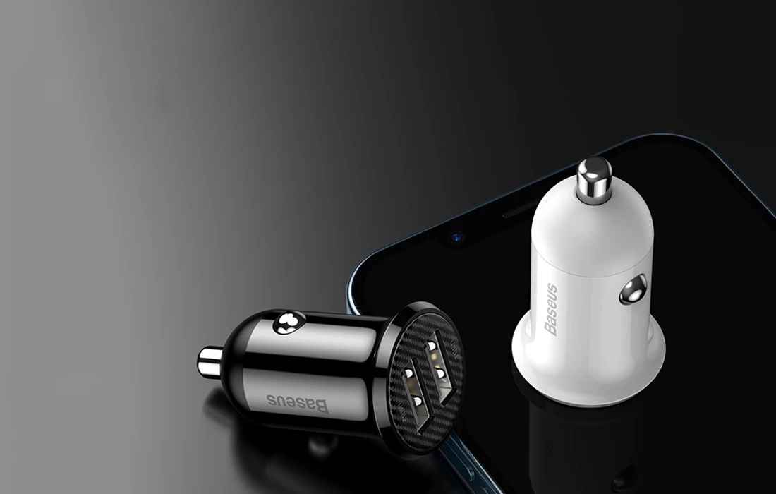 Automobilinis įkroviklis Baseus Grain Pro 2x USB 4.8A - Baltas aprašymas - Prekės nuotrauka Automobilinis įkroviklis Baseus Grain Pro 2x USB 4.8A - Baltas aprašymas - Prekės nuotrauka