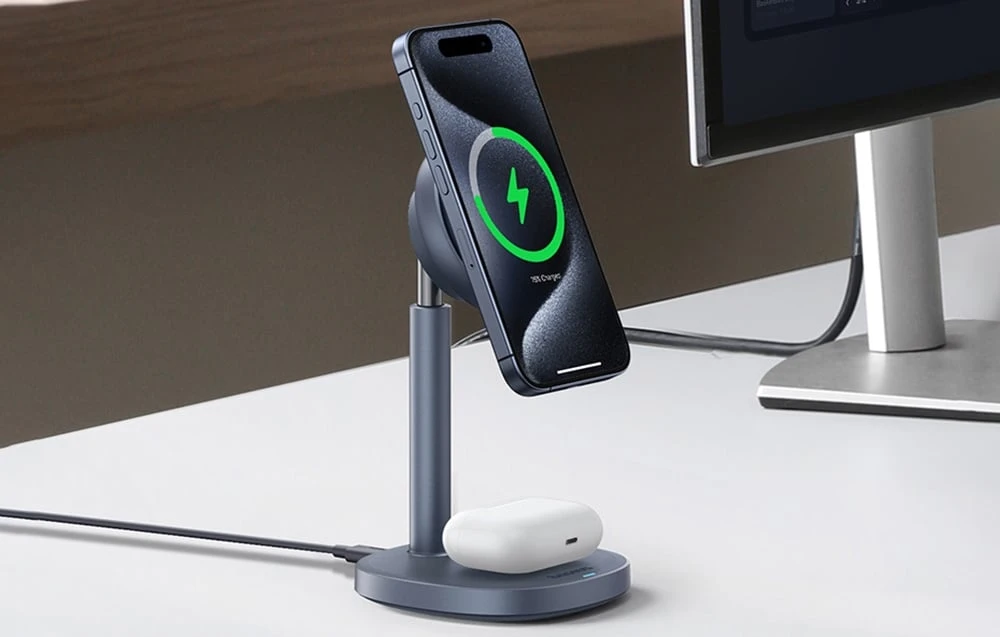 Baseus Inductive Charger Stand Orbit 2 Pro Qi2 20W pilkos spalvos aprašymas - Prekės nuotrauka