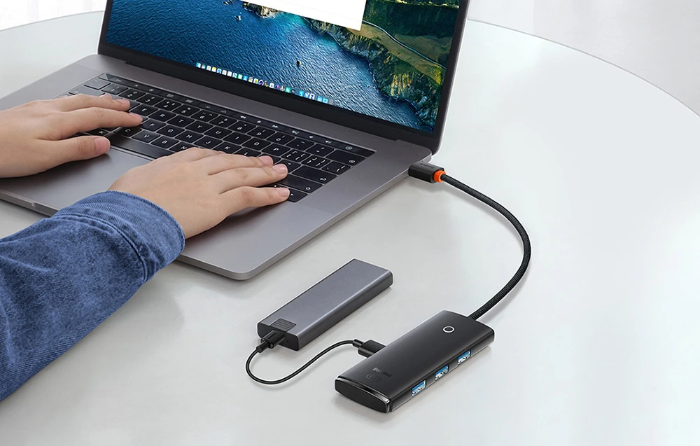 Baseus Šakotuvas USB-C 4 prievadų (USB 3.0) 25cm, juodas aprašymas - Prekės nuotrauka Baseus Šakotuvas USB-C 4 prievadų (USB 3.0) 25cm, juodas aprašymas - Prekės nuotrauka