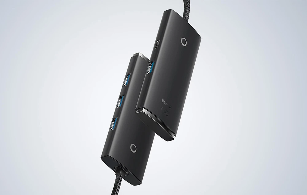 Baseus Šakotuvas USB-C 4 prievadų (USB 3.0) 25cm, juodas aprašymas - Prekės nuotrauka Baseus Šakotuvas USB-C 4 prievadų (USB 3.0) 25cm, juodas aprašymas - Prekės nuotrauka