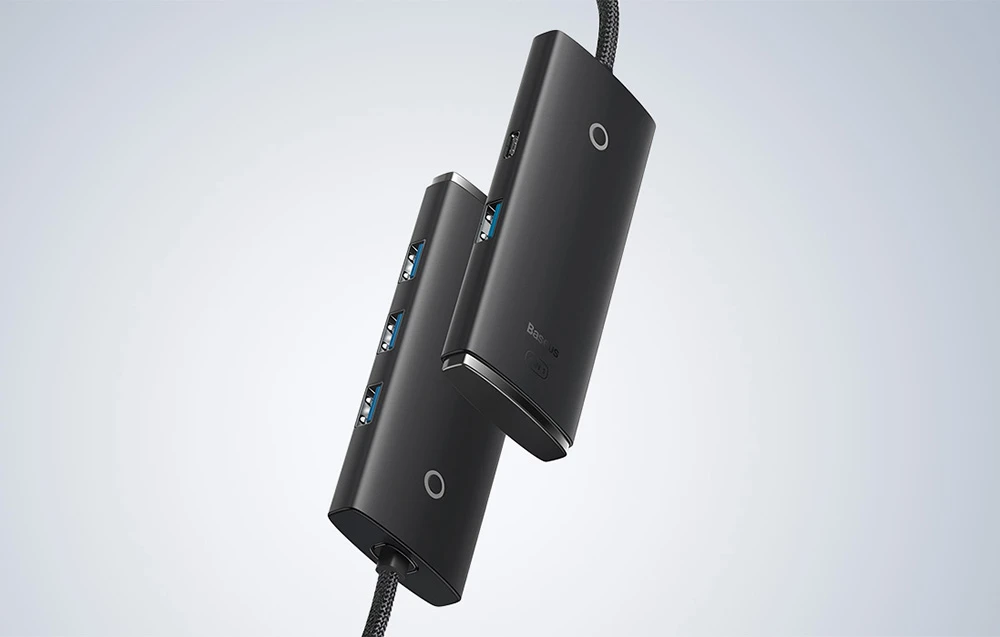 Baseus Lite serijos šakotuvas 4in1 USB-C - 4 x USB 3.0 + USB-C 1m – Juodas aprašymas - Prekės nuotrauka Baseus Lite serijos šakotuvas 4in1 USB-C - 4 x USB 3.0 + USB-C 1m – Juodas aprašymas - Prekės nuotrauka