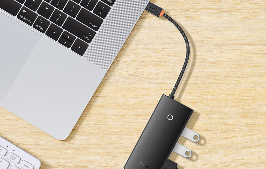 5in1 Baseus Lite serija USB-C 3x USB 3.0 + USB-C + HDMI šakotuvas (fekete) aprašymas - Prekės nuotrauka 5in1 Baseus Lite serija USB-C 3x USB 3.0 + USB-C + HDMI šakotuvas (fekete) aprašymas - Prekės nuotrauka