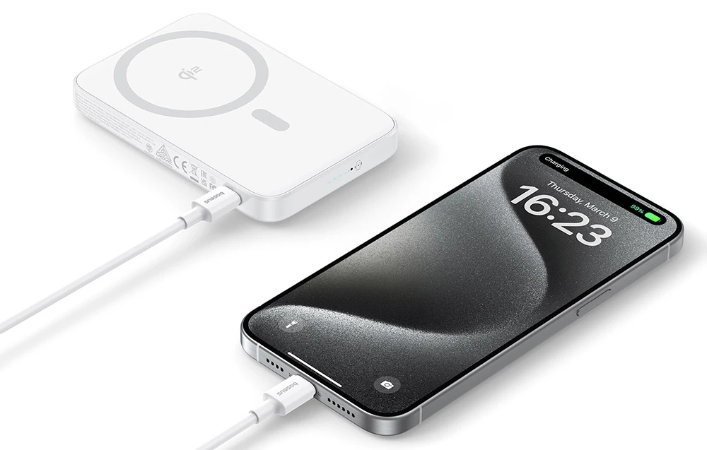 „Baseus“ magnetinė išorinė baterija su stovu „PicoGo Qi2 5000mAh 20W“ aprašymas - Prekės nuotrauka