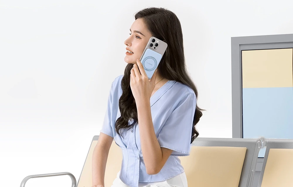 Baseus powerbank with stand PicoGo Qi2 5000mAh 20W (mėlynas) aprašymas - Prekės nuotrauka