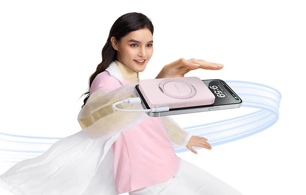 Baseus PicoGo Qi2 5000mAh 20W rožinė aprašymas - Prekės nuotrauka