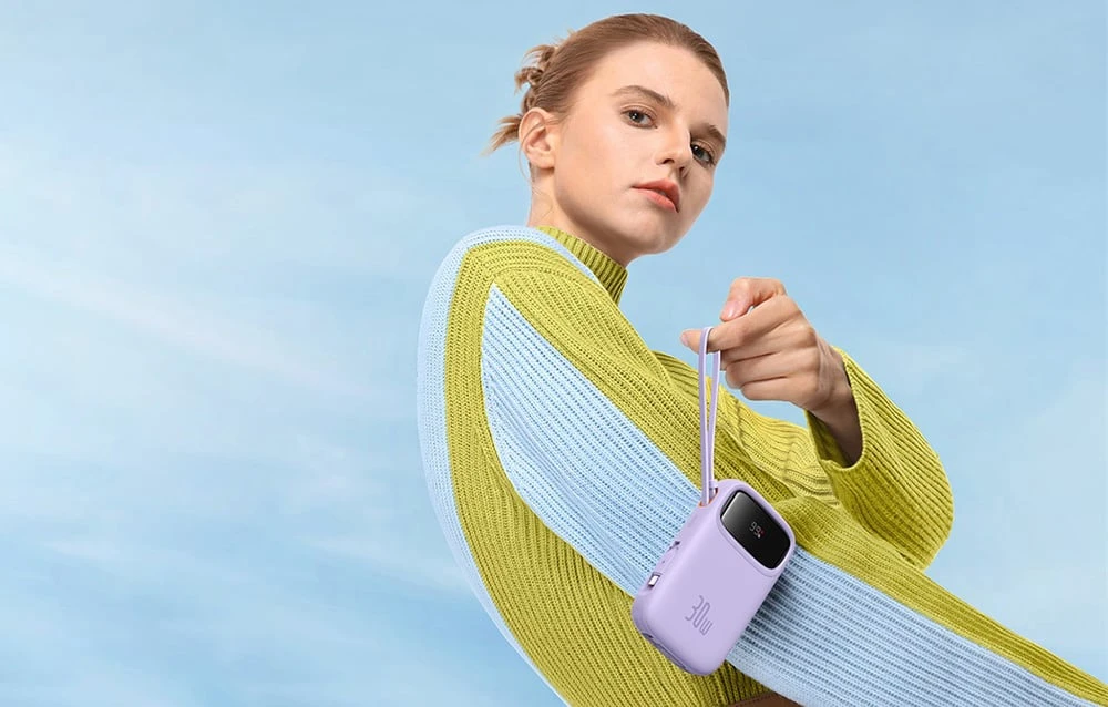 Baseus QPow 2 10000mAh 30W 2xUSB-C maitinimo blokas (violetinė) aprašymas - Prekės nuotrauka