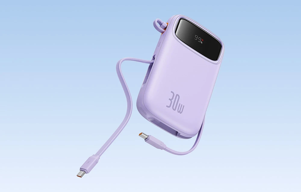 Baseus QPow 2 10000mAh 30W 2xUSB-C maitinimo blokas (violetinė) aprašymas - Prekės nuotrauka