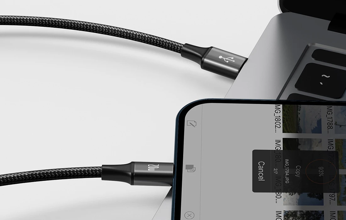 Kabelis USB C - 3 kištukai (USB C (iki 15W), micro USB (iki 10W), lightning (iki 20W)) 1.5m juodas Rapid BASEUS aprašymas - Prekės nuotrauka