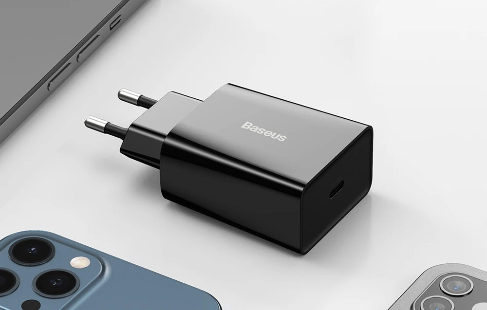 Baseus Speed Mini greitas įkroviklis USB-C PD 3A 20W juodas aprašymas - Prekės nuotrauka
